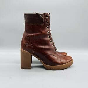 Timberland Boots Womens 8.5 Brown Leather Earthkeepers 6 Inch Lace Up Heel Shoes